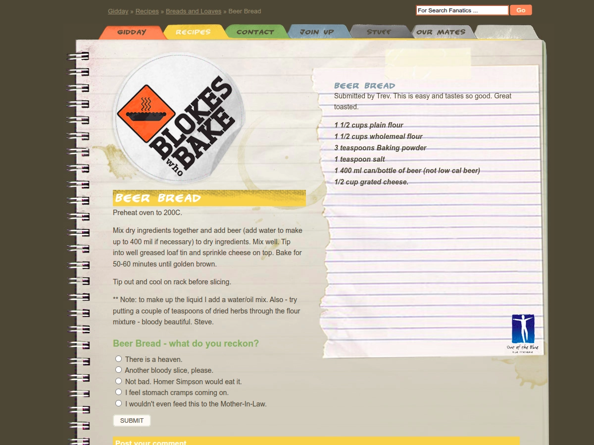 Blokes Who Bake / Recipe page