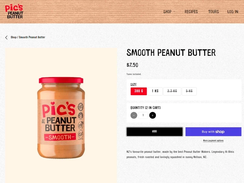 Pic's Peanut Butter Shop (Shopify) / Product Page